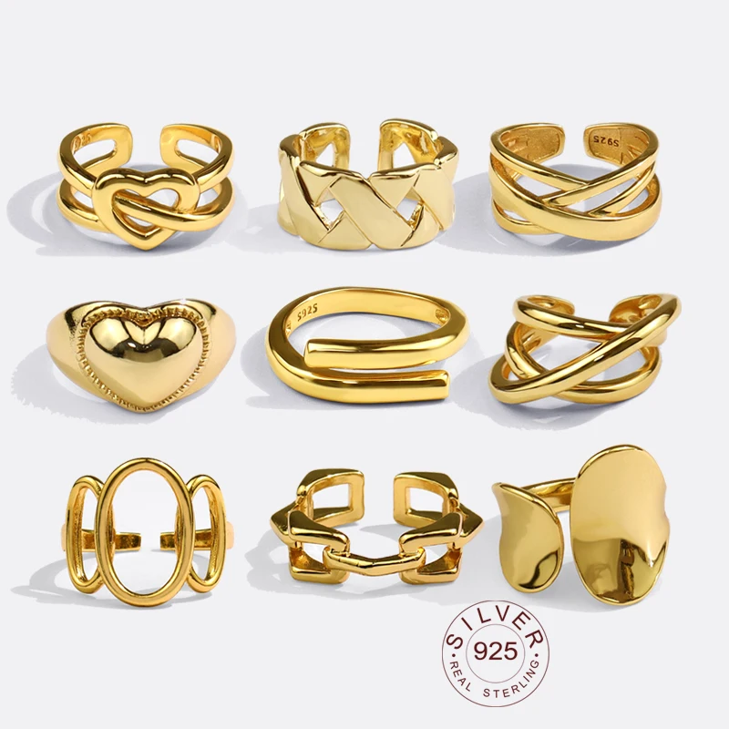 925 Sterling Silver Rings for Women Open Vintage Wedding Trendy Large Adjustable silver rings silver ring wedding rings