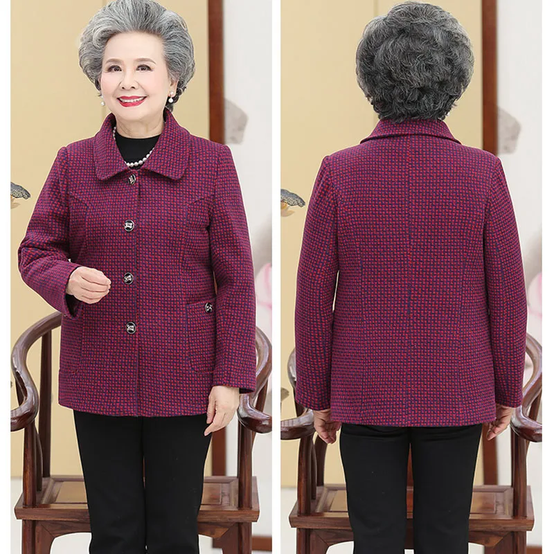 Ropa de otoño-invierno para ancianos, abrigo femenino de felpa gruesa, abrigo de abuela, chaqueta lana para mamá, ropa holgada - AliExpress de mujer