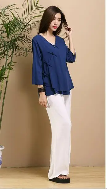 Pantalon femme, женские брюки, льняные хлопковые белые Узкие Широкие штаны, винтажные Летние повседневные мешковатые штаны с эластичной резинкой на талии X49