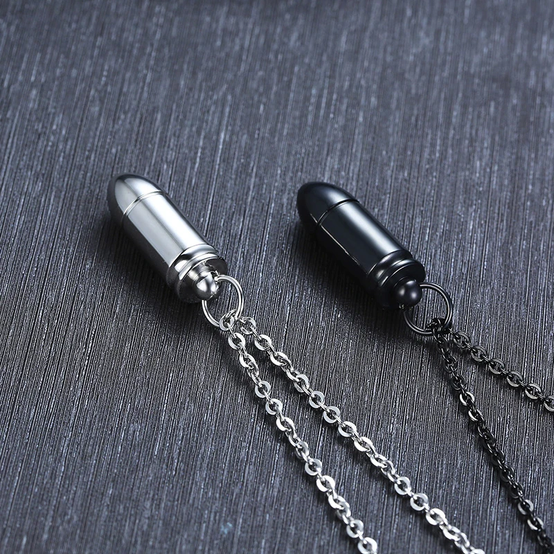Vnox маленькая пуля Подвеска для мужчин и женщин Глянцевая нержавеющая сталь унисекс ожерелье с 2" цепочкой