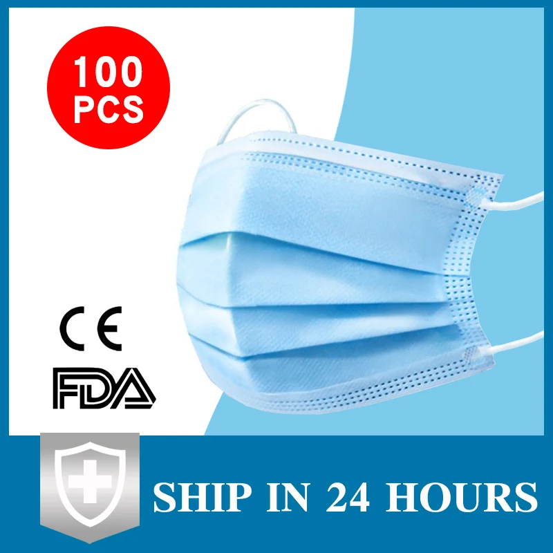 

50pcs Anti-Pollution 3 Laye Mask dust protection Masks Disposable Face Masks Elastic Ear Loop Disposable Dust Filter Safety Mask