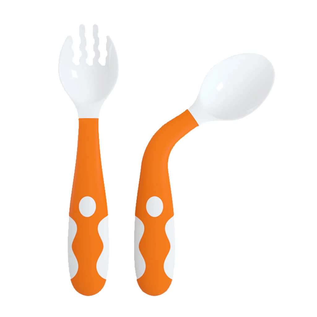 2pcs Silicone Baby Toddler Infant Spoons Fork Learn To Eat Safety Baby Newborn Toddler Spoons Folks Feeding