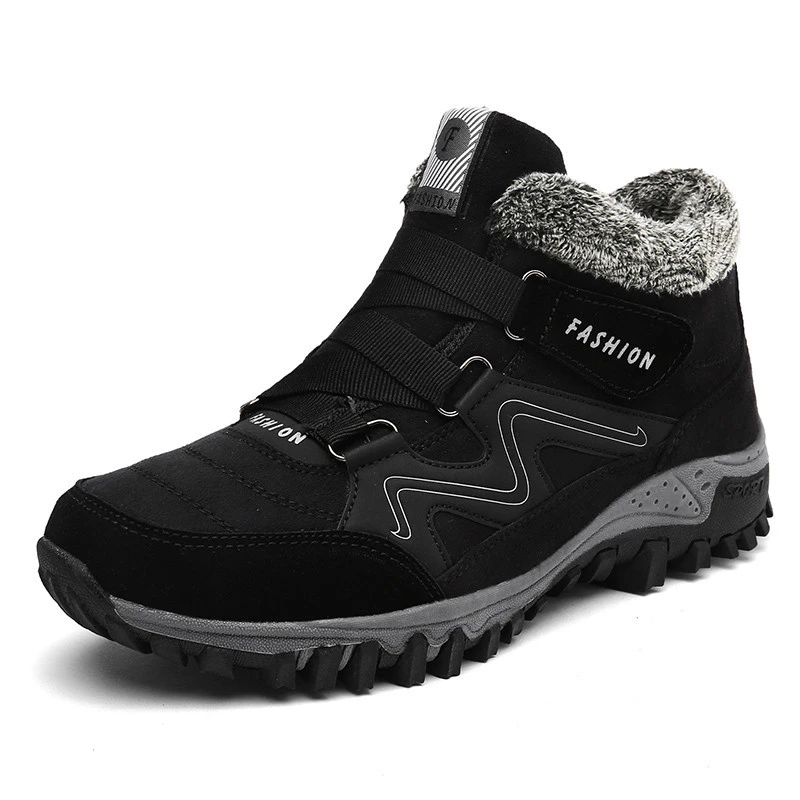 

2019 Winter Fur Warm Men Boots Unisex High Quality Suede Leather Ankle Snow Boots With Plush Sneakers Boots For Male