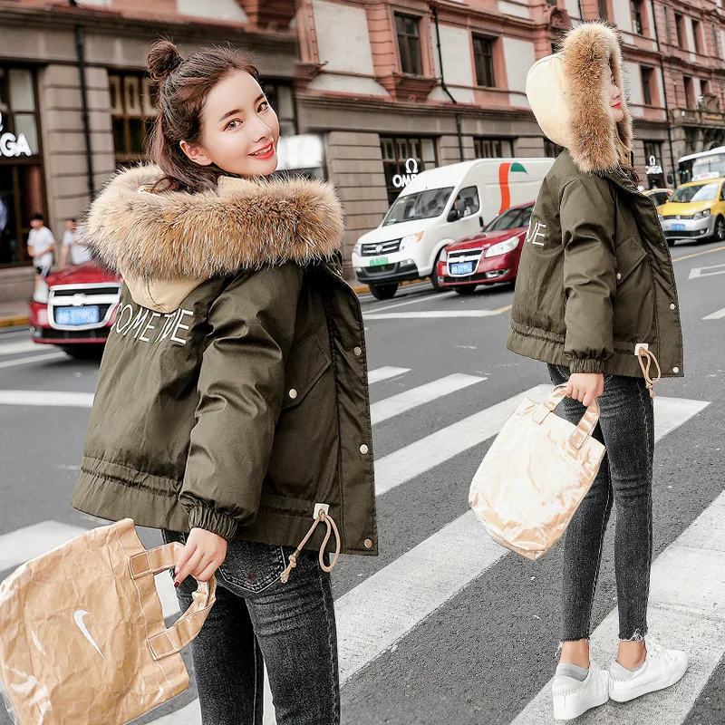 

Short-Style Cotton Coat 2019 Winter New Style Slim Fit Stand Collar Trend Simple Versatile Qyej206