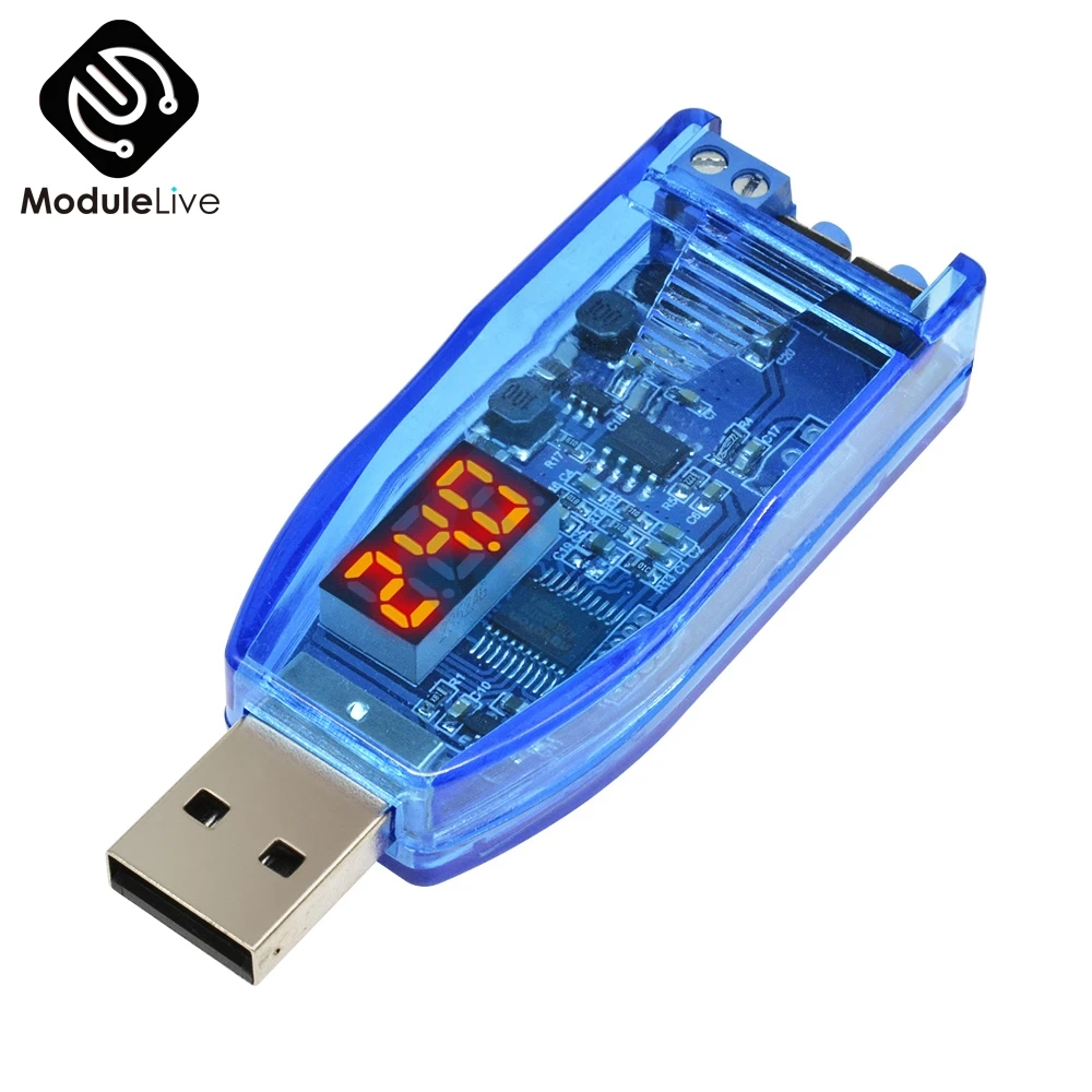 DC-DC 5V to 3.3V 9V 12V 24V Adjustable USB Step UP Down Power Converter Supply Module Red Green Display Voltage Volt Regulator