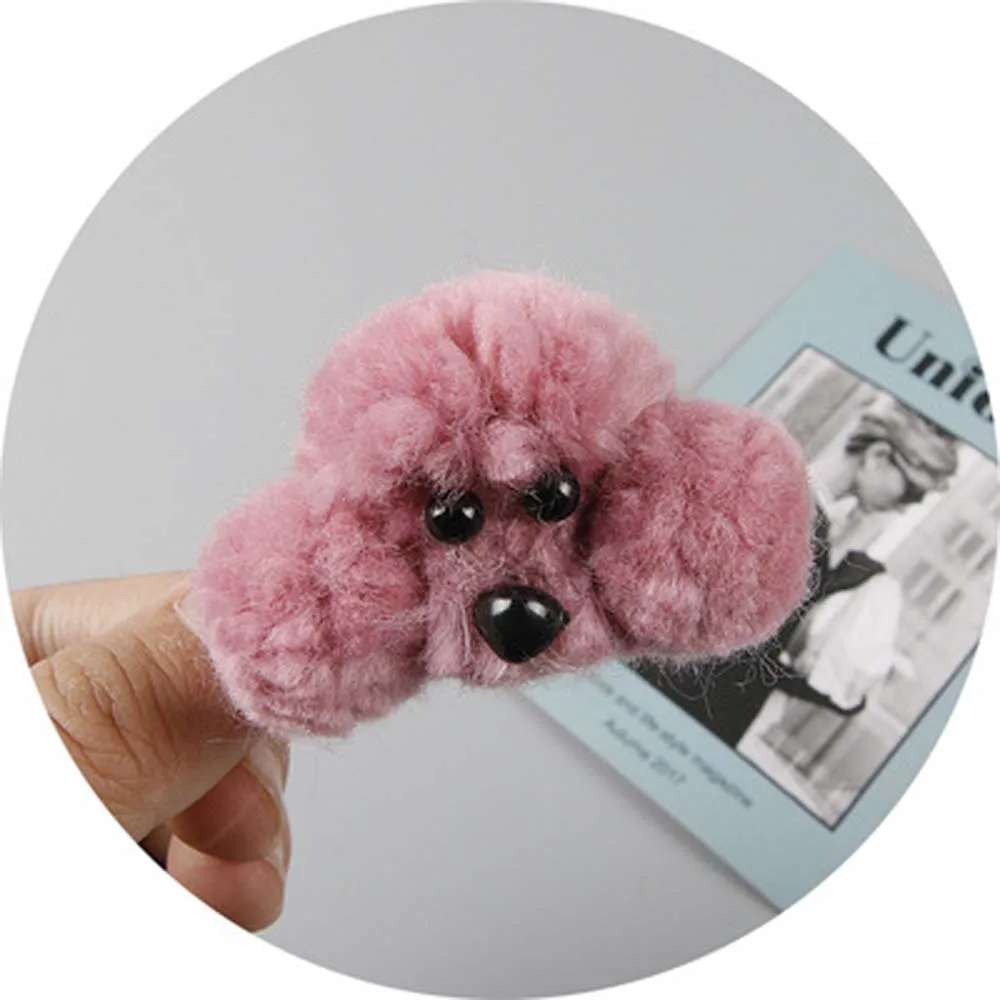 dark pink-Hairpin Корейские милые плюшевые собачьи волосы веревки Мультяшные зажимы для волос Детские 3D аксессуары для волос - Цвет: dark pink-Hairpin