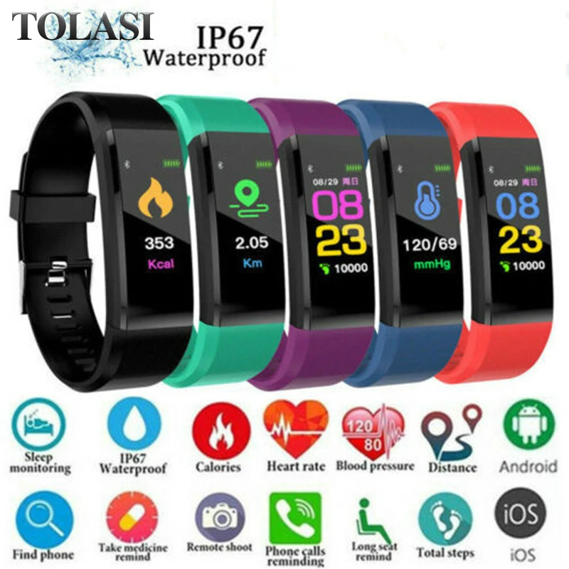 

Smart Watch Band Sport Fitness Activity Tracker Blood Pressure Watch Health Wristband For Kids Fit bit Android iOS