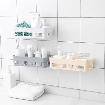 

Strong Suction Cup Wall Mounted Holder Wall Rack Shower Lotion Organizer Kitchen Bathroom Shelf Adhesive Badkamer Storage Rack