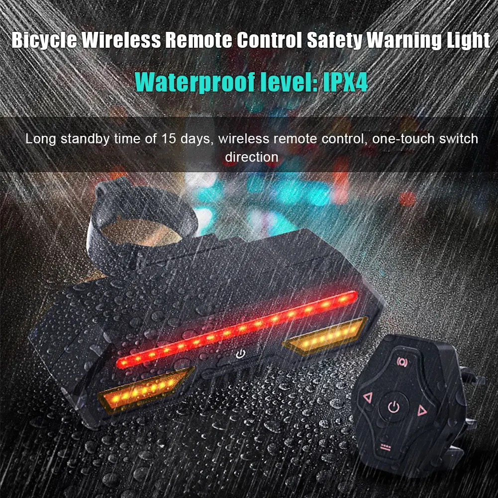 Bike Tail Light with Turn Signals Wireless Remote Control Bicycle Tail Light Safety Brake Lights and Warning Light 2200mAh USB