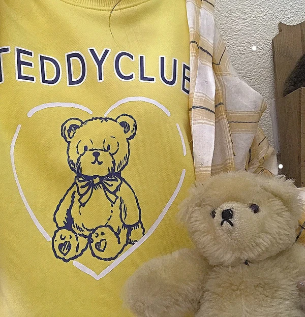 Винтажный стиль, милый медведь, Женская осенне-зимняя просторная Толстовка свитер с длинными рукавами, милый розовый, желтый, синий