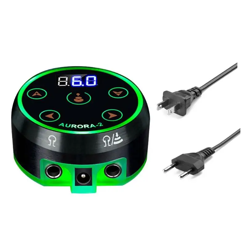 Pro Mini LCD Tattoo Power Supply with Power Adaptor Used for Pedals 1/4 Monophonic Jack Input Mode of Rotary Tattoo Machines