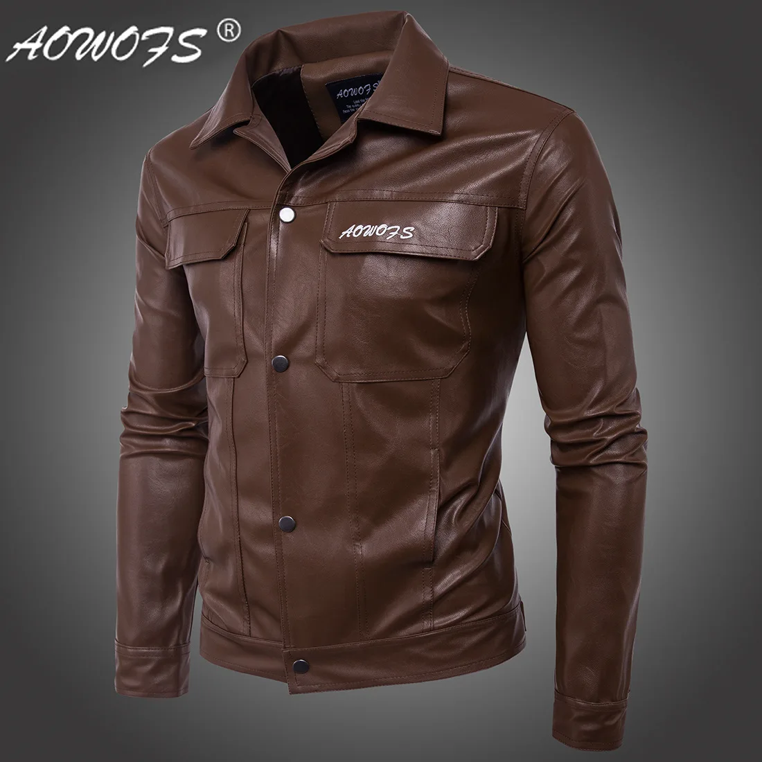 Dunhuang Direct Supply Ouma New Style Men Locomotive Leather Coat Lettered Embroidered Leather Jacket M-5xl D105