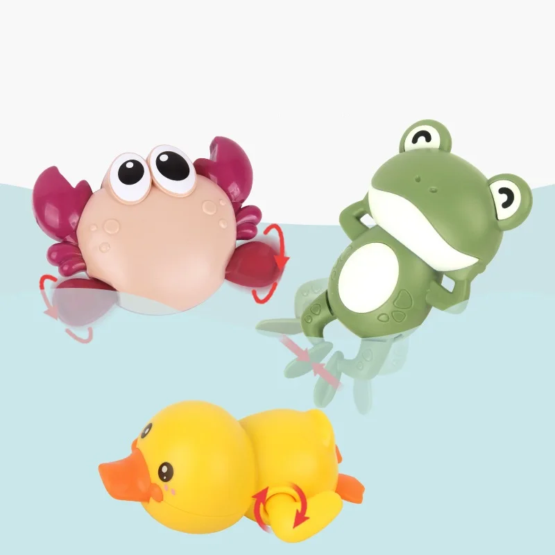 Toys1-Juego de piscina de agua para niños, juguete de baño para niños de 2 a 3 años, con cuerda, pato, cangrejo, Rana, juguetes de playa, regalos