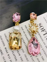  The new luxury crystal pearls female four color mixing necklace ear clip suit 