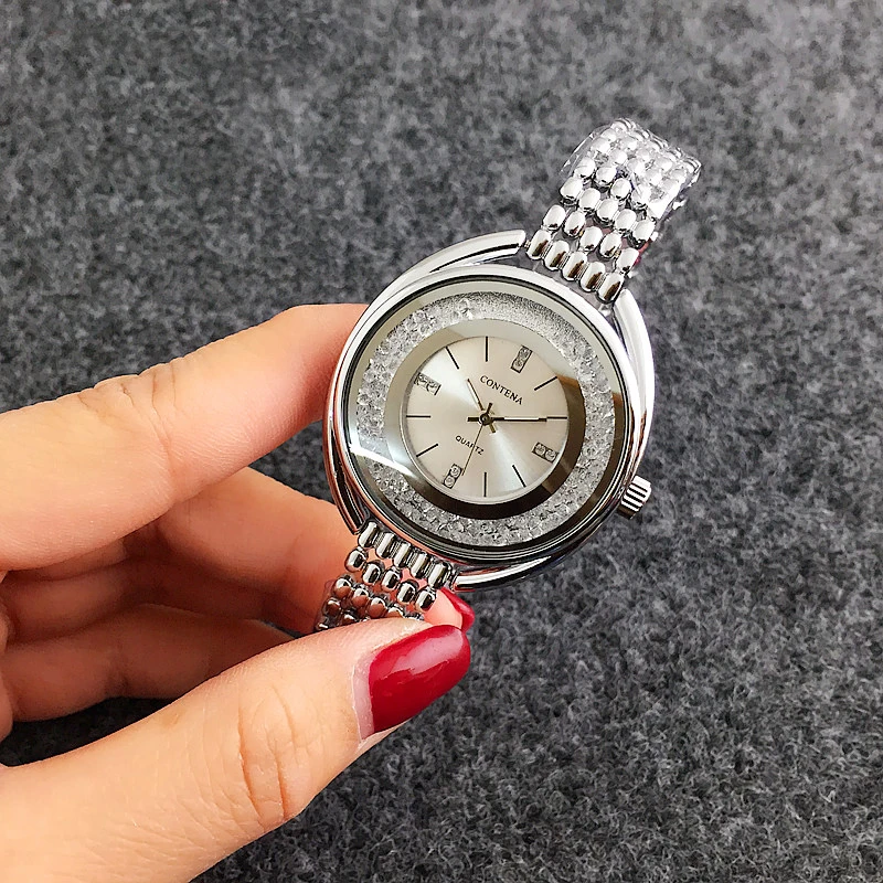 Reloj mujer, серебряные женские часы, роскошные модные брендовые ЖЕНСКИЕ НАРЯДНЫЕ часы, кварцевые наручные часы из сплава для девушек, женские часы с кристаллами