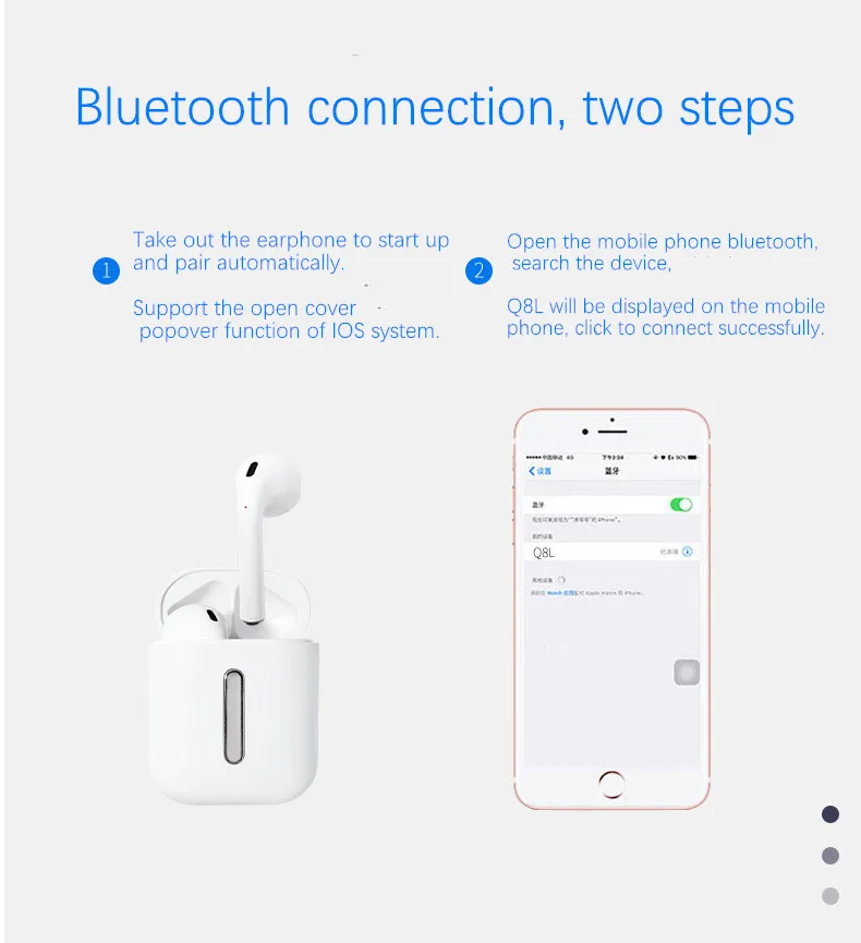 Q8L TWS Bluetooth 5,0 наушники с сменным ящиком дышащий светодиодный светильник стерео наушники беспроводные Bluetooth наушники для смартфонов