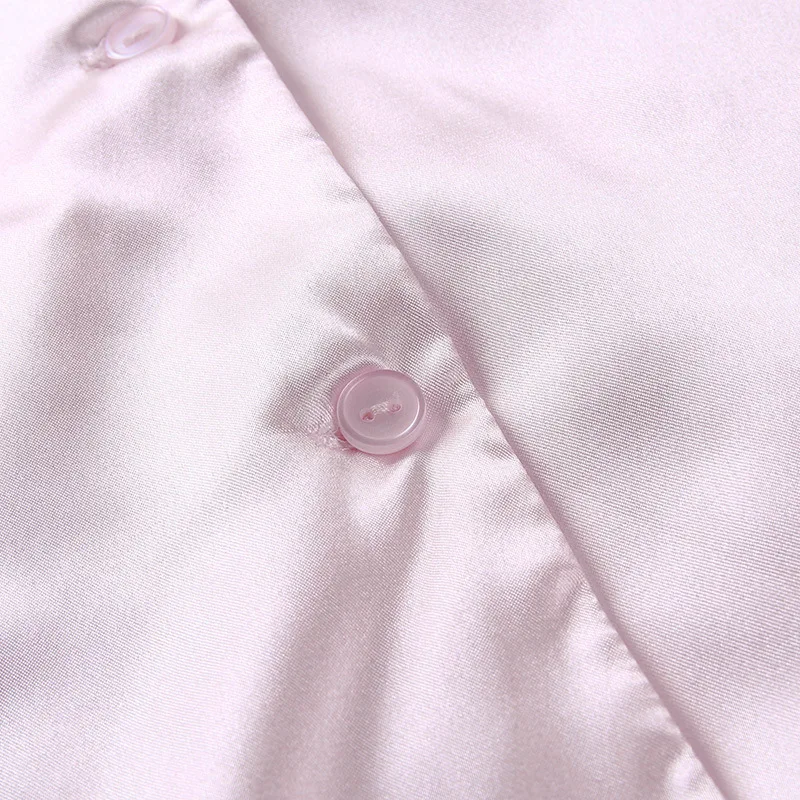 Ladies Work Wear Turn Down Collar Pink Female Satin Silk Pink Shirts Blouse Women Tops Blusas Femininas Elegant Short Sleeve Top
