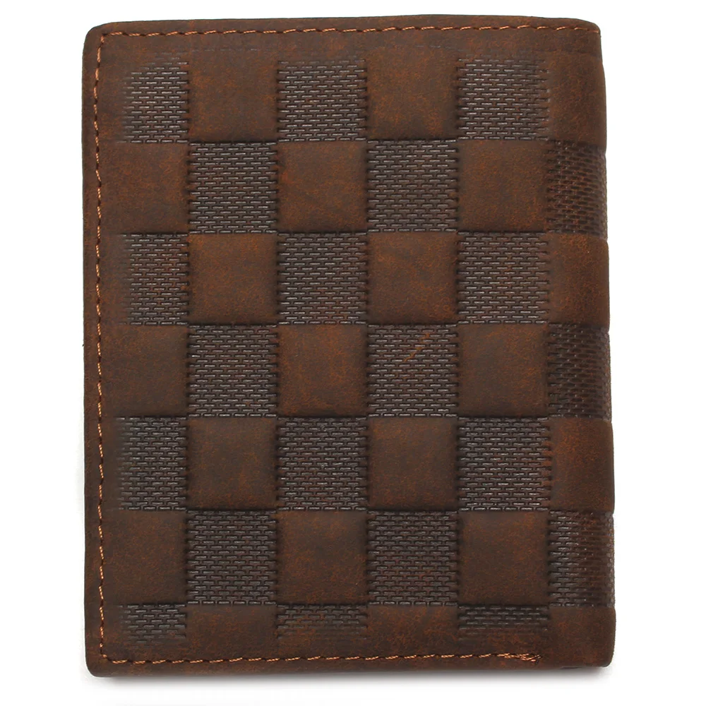 Crazy Horse Leather Men's Top Layer Leather Lattice Wallet Business Real Leather Luxury And Classical Design Mens Small Wallet