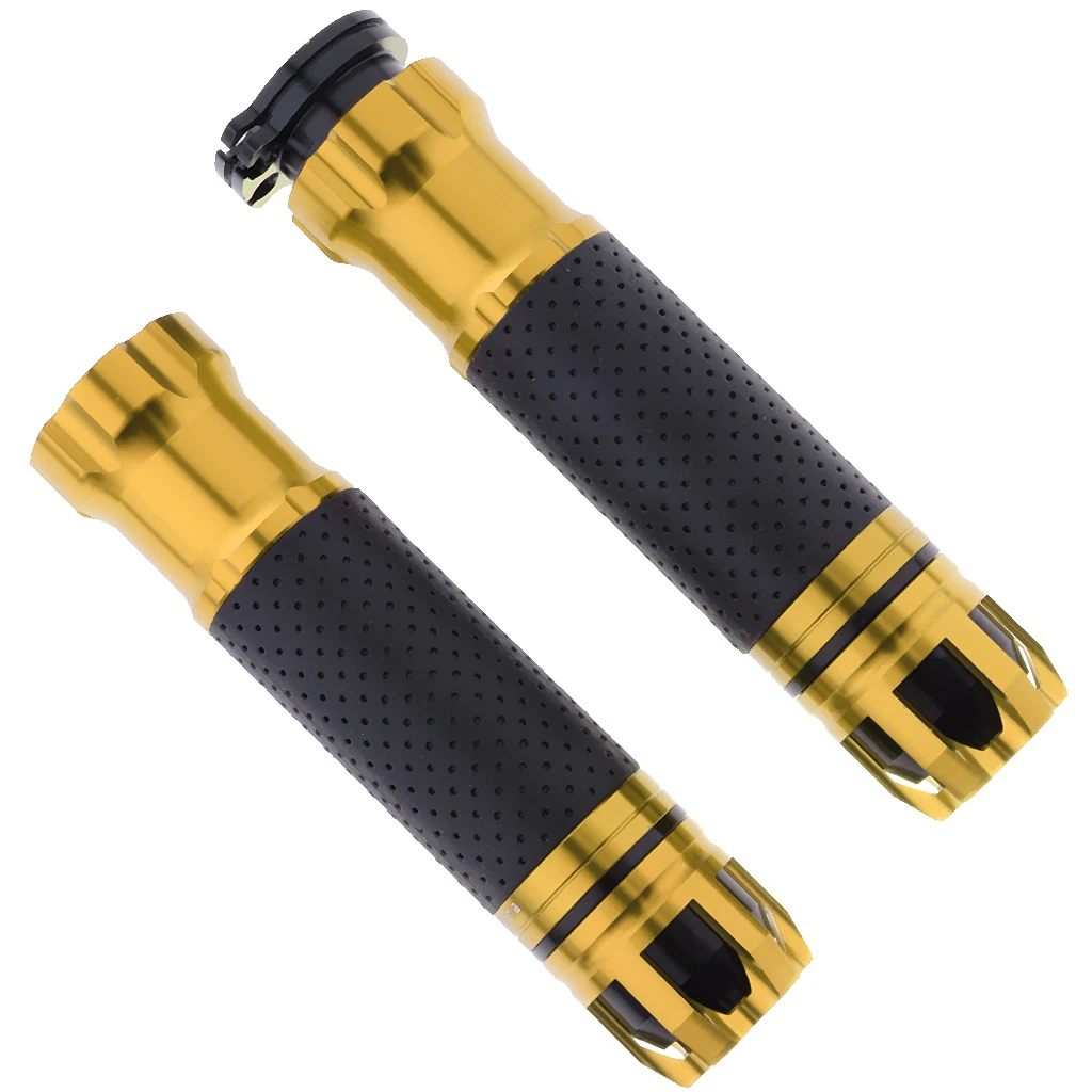 Golden 55x35x35mm 1 Pair Metal Rubber Gel Ergonomic Handlebar Grips Hand Grips 7/8inch for Motorcycle Sports MTB Bike - Цвет: Golden 55x35x35mm