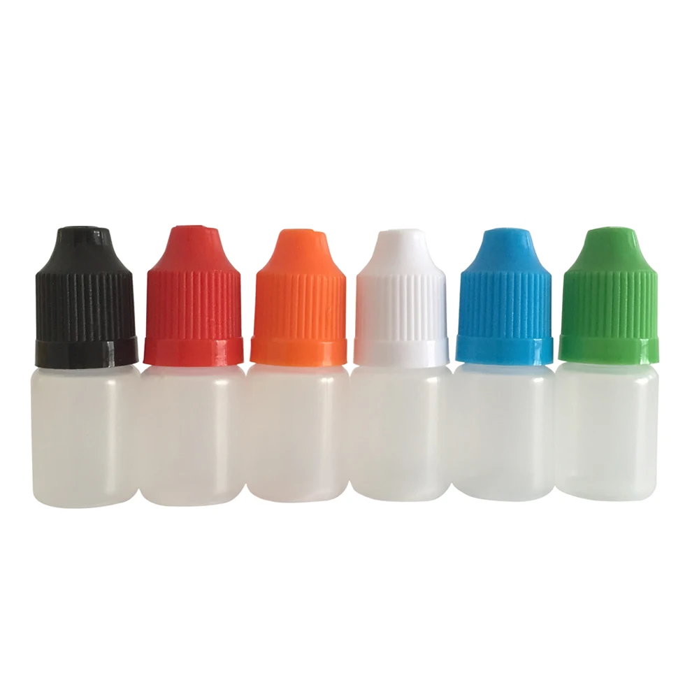 100pcs 5ml PE Refillable Bottle Empty Plastic Dropper Vials With Childproof Caps And Fine Tips For E Liquid Nail Gel