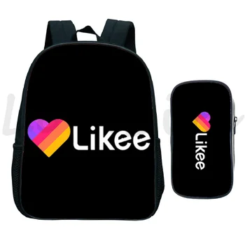 

Likee backpack 2pcs/set Zipper Pencil Case bag LIKEE Like Video Backpack Russia Type LIKEE Bagpack Bookbag Girls Boy