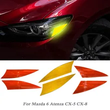 2pcs Car Headlight reflective Warning Tape Decal Car Reflective Stickers Strips Car-styling Safety For Mazda 6 Atenza CX-5 CX-8