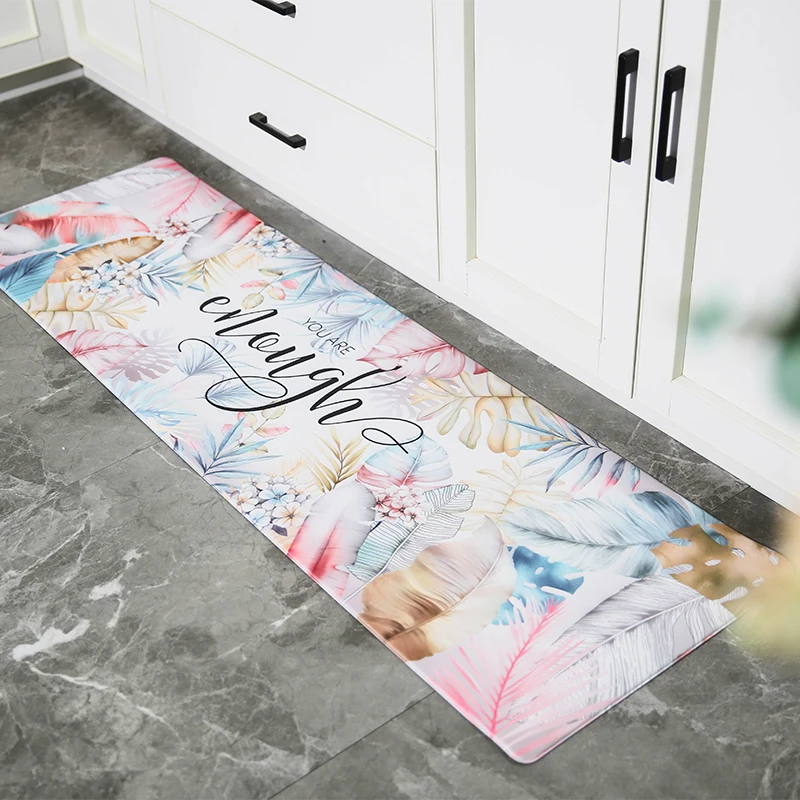 Nordic net red kitchen floor mat oil-proof waterproof strip anti-skid foot mat into doorway mat household carpet