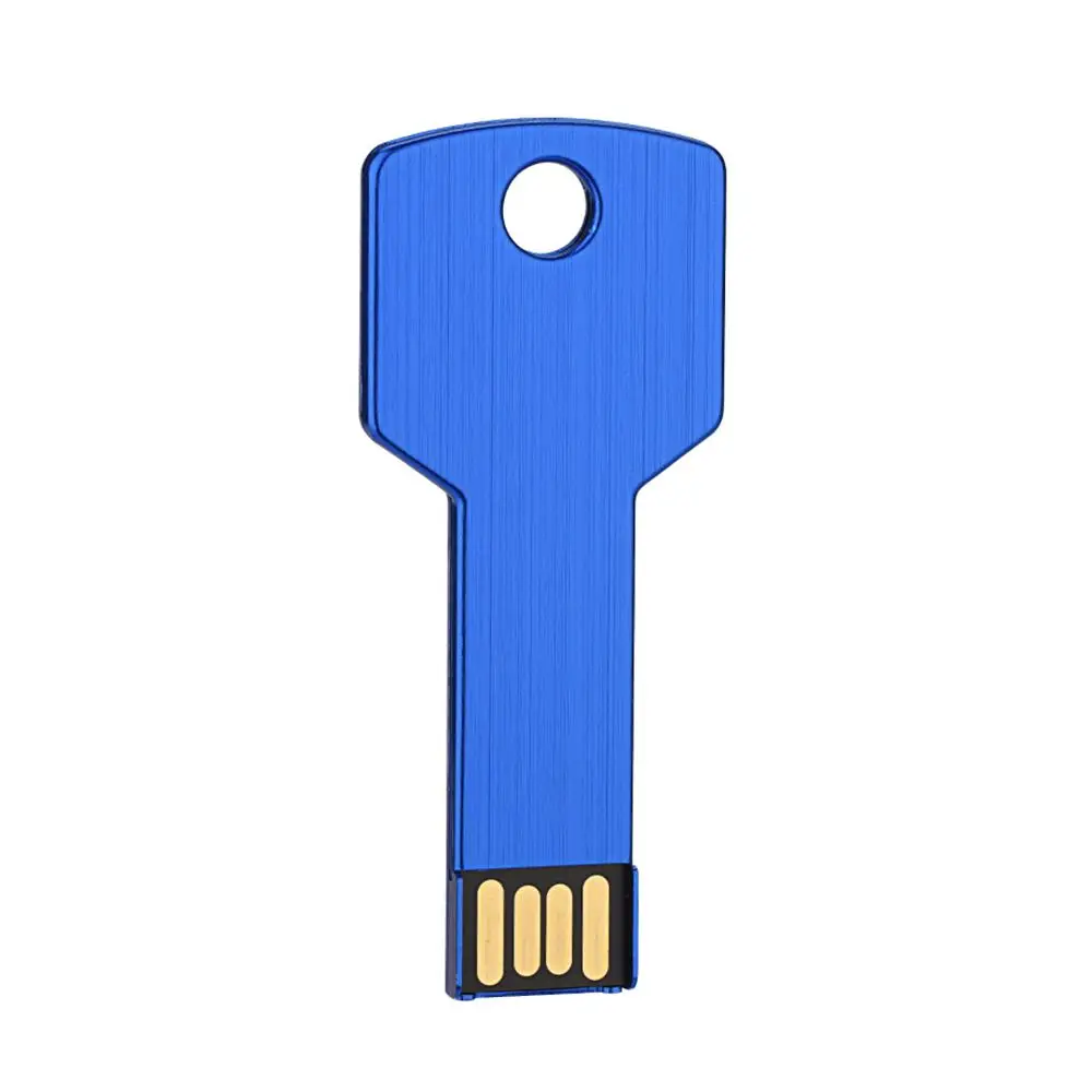 Металлический ключ USB флэш-накопитель 64 Гб фактическая емкость флешки 32 Гб U диск 2,0 128 ГБ 16 ГБ 8 ГБ 4 ГБ флеш-накопитель Memoria UsbCustom логотип - Цвет: Blue