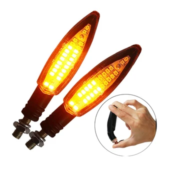 

2PCS Motorcycle Amber Turn Signal Light E24 Built Relay Flowing Flashing 24LED Blinker Fits for Universal Motorcycle Accessories