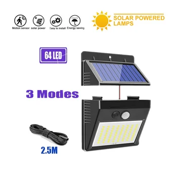 

64/30 Leds Solar Light Waterproof Motion Sensor Wall Lamp Powered Panel Lighting Street Outdoor Garden Lights Black Color option