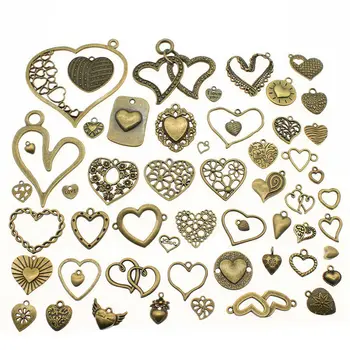 

20 Pieces Antique Bronze Heart Mix Size Pendant Charms Wholesale Bulk Sale Diy Jewelry Making Supplies