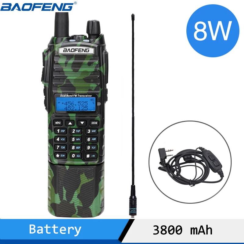 walkie talkie for sale Baofeng UV-82 plus 8watts powerful 8W High Power Walkie Talkie 3800mAh Battery With DC Connector Dual Band 10km handheld radio best walkie talkie for long distance Walkie Talkie