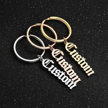 

Custom Old English Name Keychains Personalized Initial Key Chain Engraved Letter For Women Men Jewelry