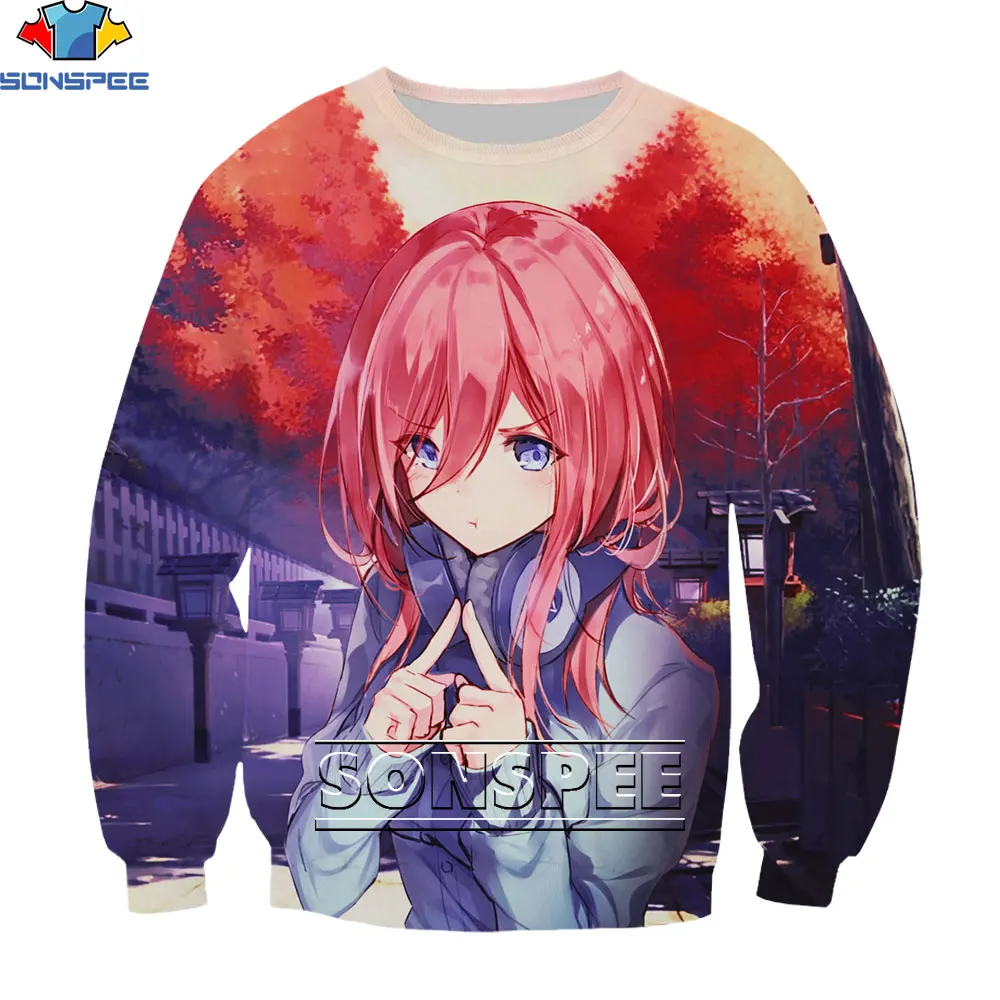 

SONSPEE 3D Animation The Quintessential Quintuplets Printed Sweatshirt O-neck Cartoon Otaku Casual Pullover Oversized Men's Top
