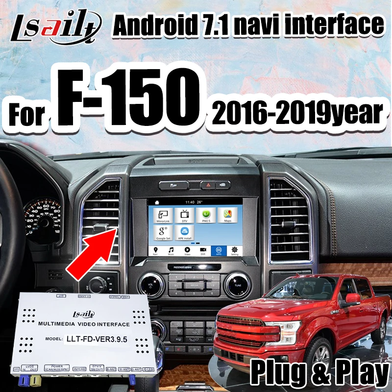 Android 7,1 Автомобильный gps навигационный интерфейс для Ford F150 Sync3-19 мультимедийный интерфейс Поддержка Google maps, youtube, Netflix