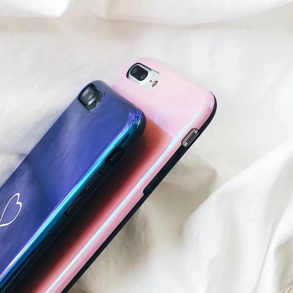 Blu Ray чехол для телефона iPhone 6 6S Plus горячий корейский сердце Мягкий зеркальный из