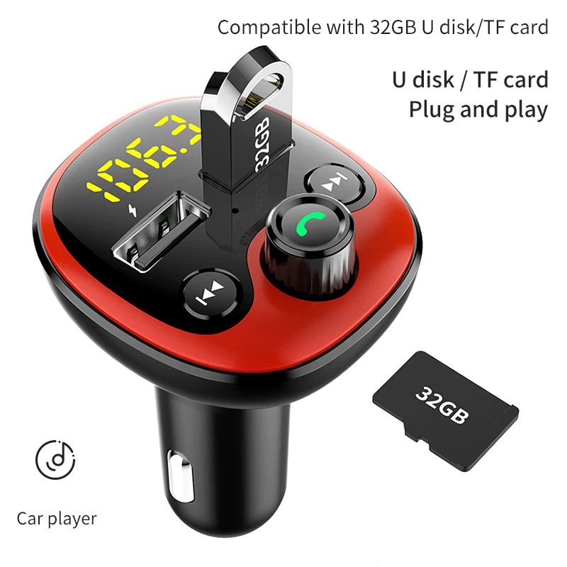 Fm-передатчик Bluetooth 5,0 автомобиля MP3 аудио плеер Bluetooth Handsfree Car комплект 5V 3.1A двойной Переходник USB для зарядки в машине