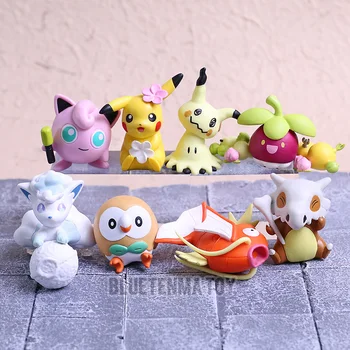 

Cartoon Monsters Jigglypuff Rowlet Vulpix Mimikyu Bounsweet Cubone Magikarp Mini PVC Figures Toys Dolls 8pcs/set