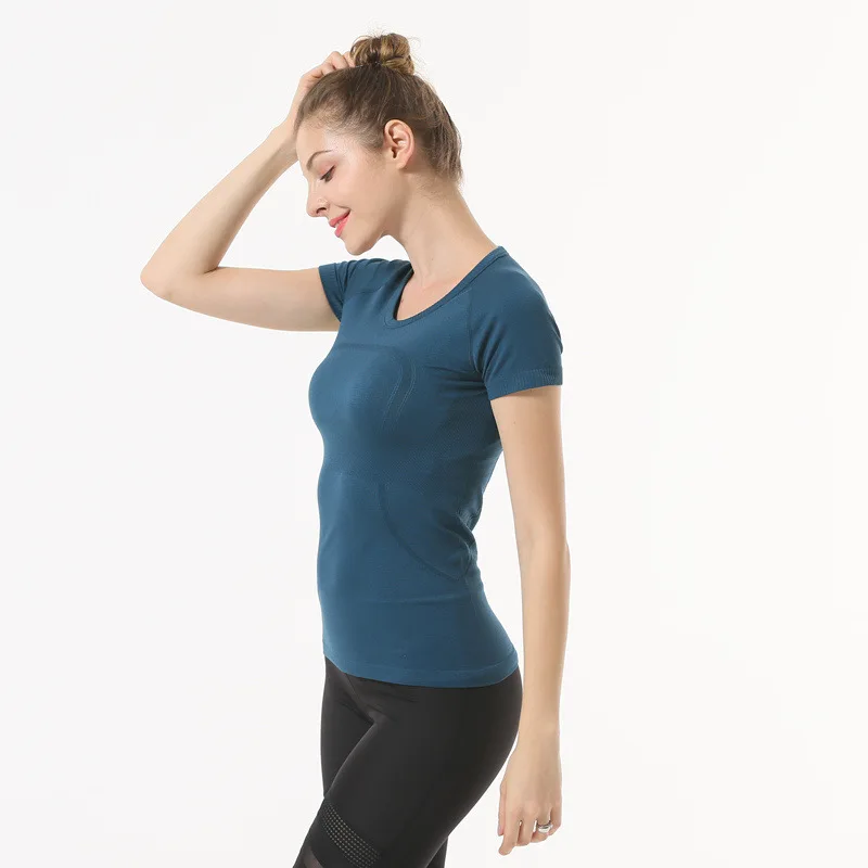 Sexy Quick-drying Yoga Top Fitness Shirts Women Shorts Sleeve Crop Top Push Up Workout Tops Sports Bra Gym Sports Clothing
