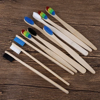 

50pcs Eco Friendly Adults Bamboo Toothbrush Medium hard Bristles Biodegradable Oral Care multi-color Toothbrushes set