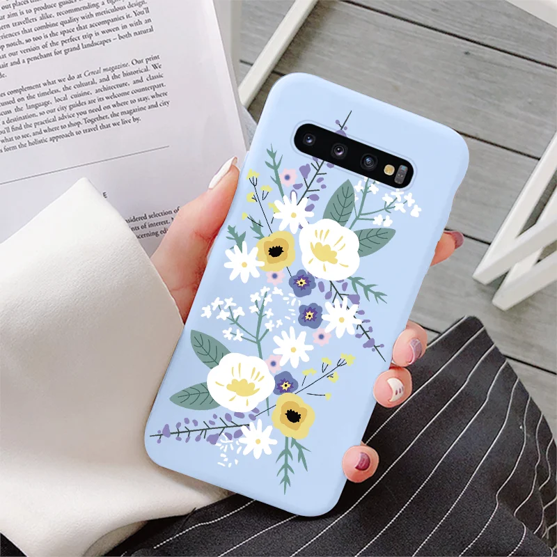 samsung silicone case For Samsung Galaxy S10 Plus S10e Case Silicone Back Cover Phone Fundas For Samsung s 10 s10plus s10 E Flower Coque Bumper Shell cute samsung cases Cases For Samsung