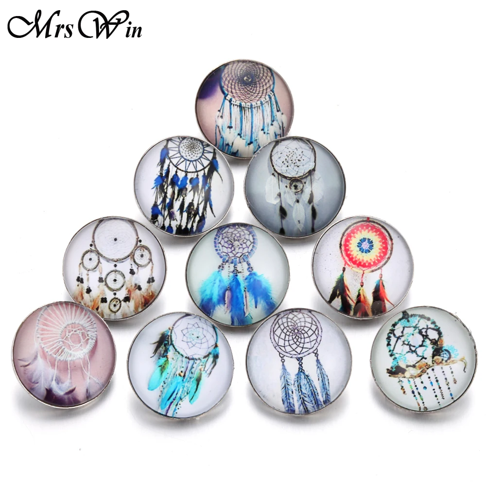 10 шт./лот новинка перо Ловец снов узор 18 мм стеклянные кнопки ювелирные изделия