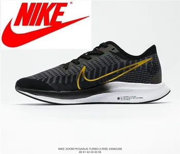 

Original Nike Zoom PegasusTurbo 2 RISE men's breathable slow running shoes 40-45 black gold non-slip