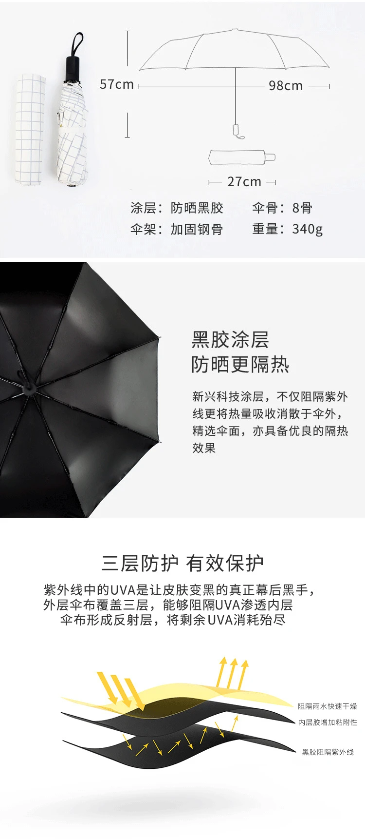 УФ-защитный зонтик складной зонтик Южная Корея креативный хипстер плед двойного назначения мужчин и женщин зонтик