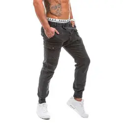Zogaa 2018 обтягивающие мужские джинсы модные однотонные серые мужские джинсы-карандаш повседневные мужские рваные джинсы с высокой уличной