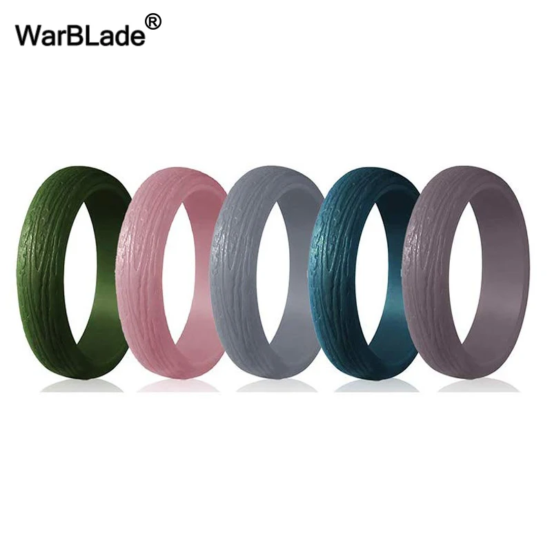 Fashion 5.7mm Tree Pattern Silicone Rings For Women Wedding Rubber Bands Sports Hypoallergenic Flexible Silicone Finger Ring