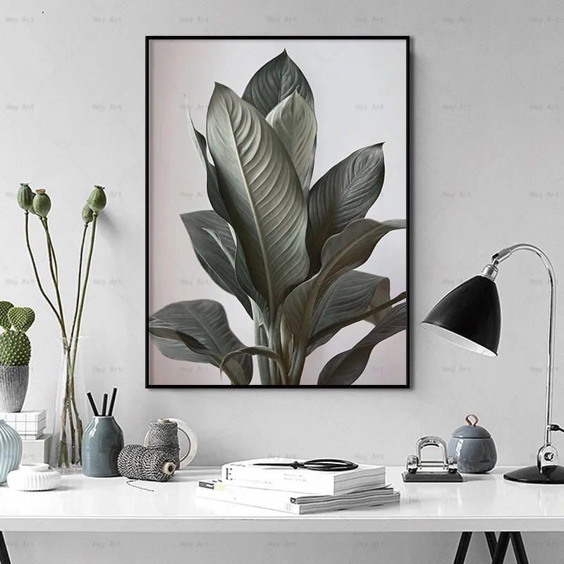 

Canvas Painting Green Leafs Wall Art Scandinavia Home Decorative Pictures for Living Rooms Nordic Giclee Prints Plant