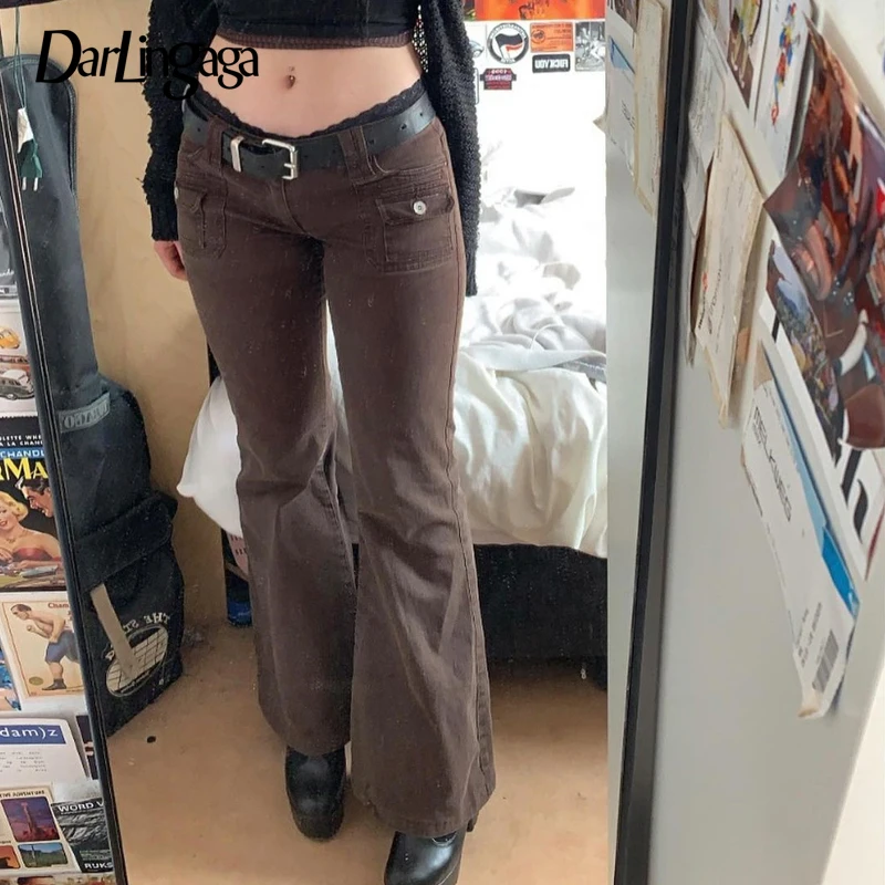 Darlingaga Antik Coklat Y2K 90S Jeans 