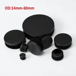 Bouchons de Tube ronds en plastique, embouts d'obturation noirs, bouchon d'insertion pour tuyau de jambe de chaise 14mm 60mm 
