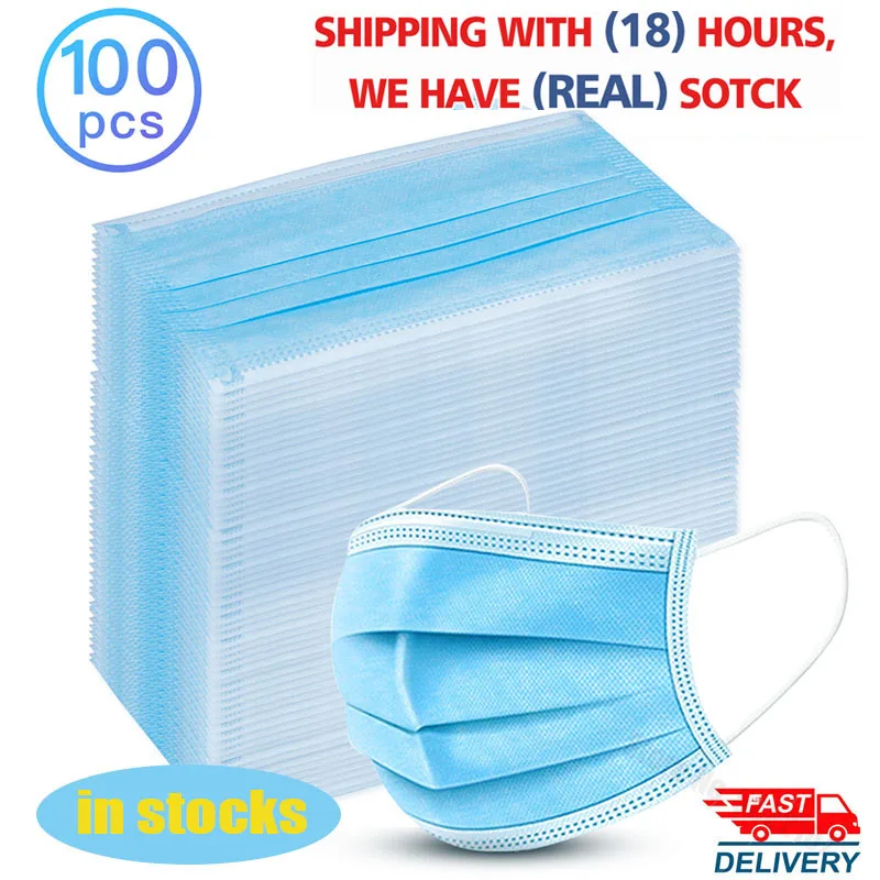 

100Pcs Disposable Medical Masks Children Kids 3 Layers Mouth Mask Anti Virus Earloop Waterproof Masks Facial Protective Masks